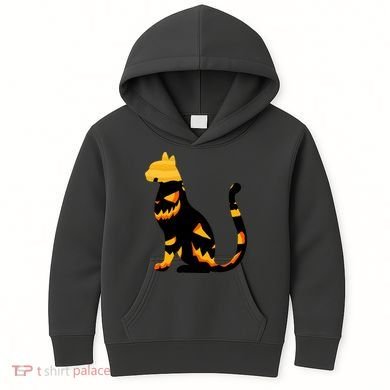Halloween Pumpkin Cat Kids Hoodie