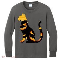 Halloween Pumpkin Cat Kids Long Sleeve Shirt thumb 0