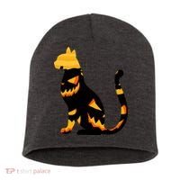 Halloween Pumpkin Cat Short Acrylic Beanie thumb 0