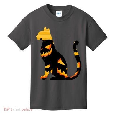 Halloween Pumpkin Cat Kids T-Shirt