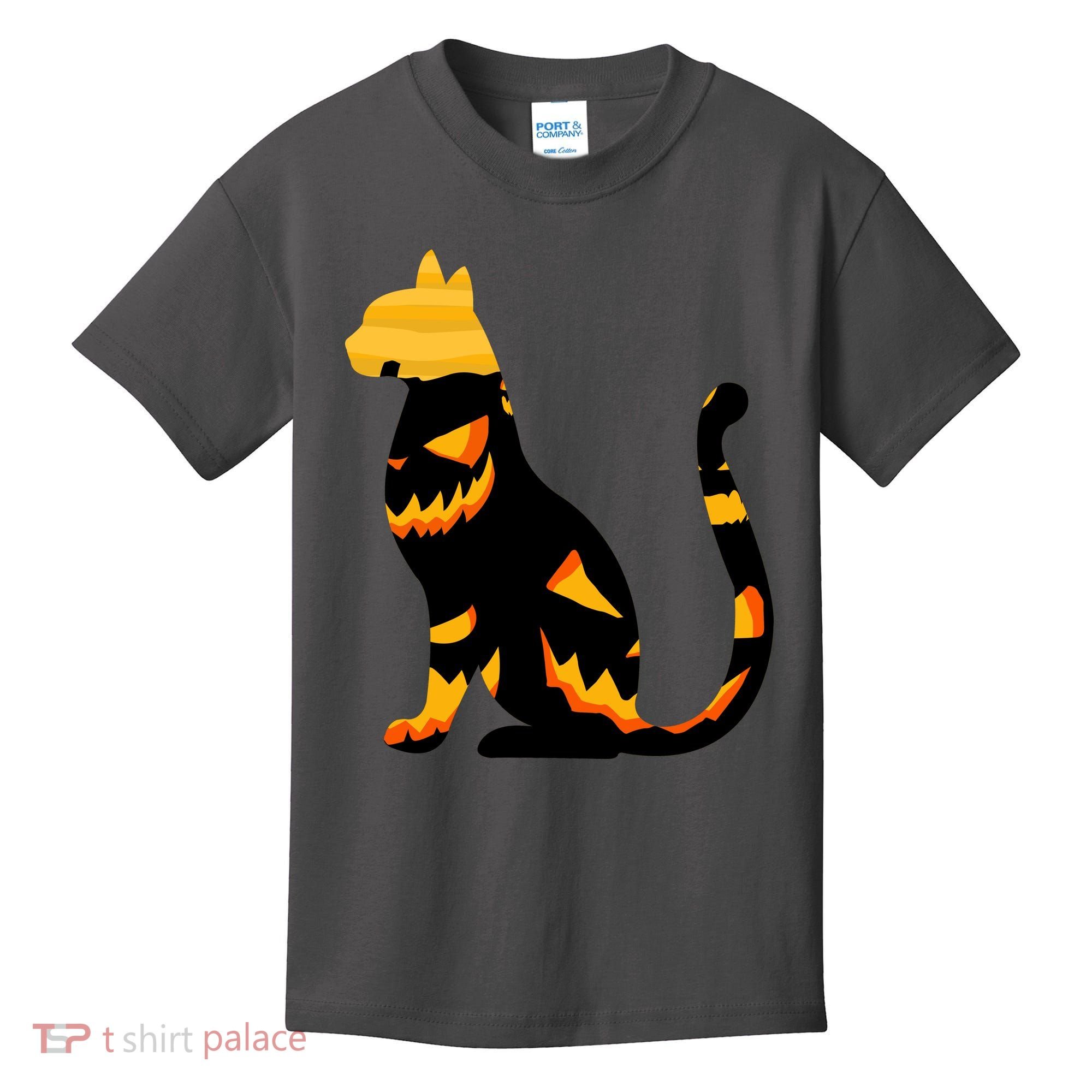 Halloween Pumpkin Cat Kids T-Shirt