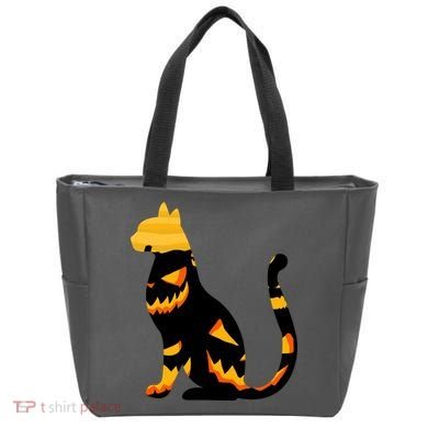 Halloween Pumpkin Cat Tote Bag