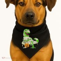Halloween Pumpkin Dinosaur USA-Made Doggie Bandana thumb 1