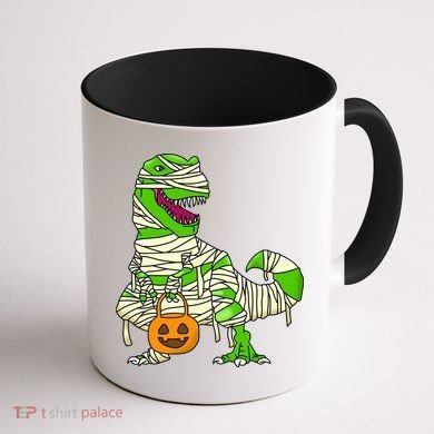 Halloween Pumpkin Dinosaur Coffee Mug back