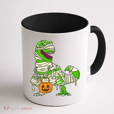 Halloween Pumpkin Dinosaur Coffee Mug back