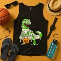 Halloween Pumpkin Dinosaur Tank Top thumb 4