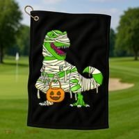 Halloween Pumpkin Dinosaur Golf Towel thumb 1
