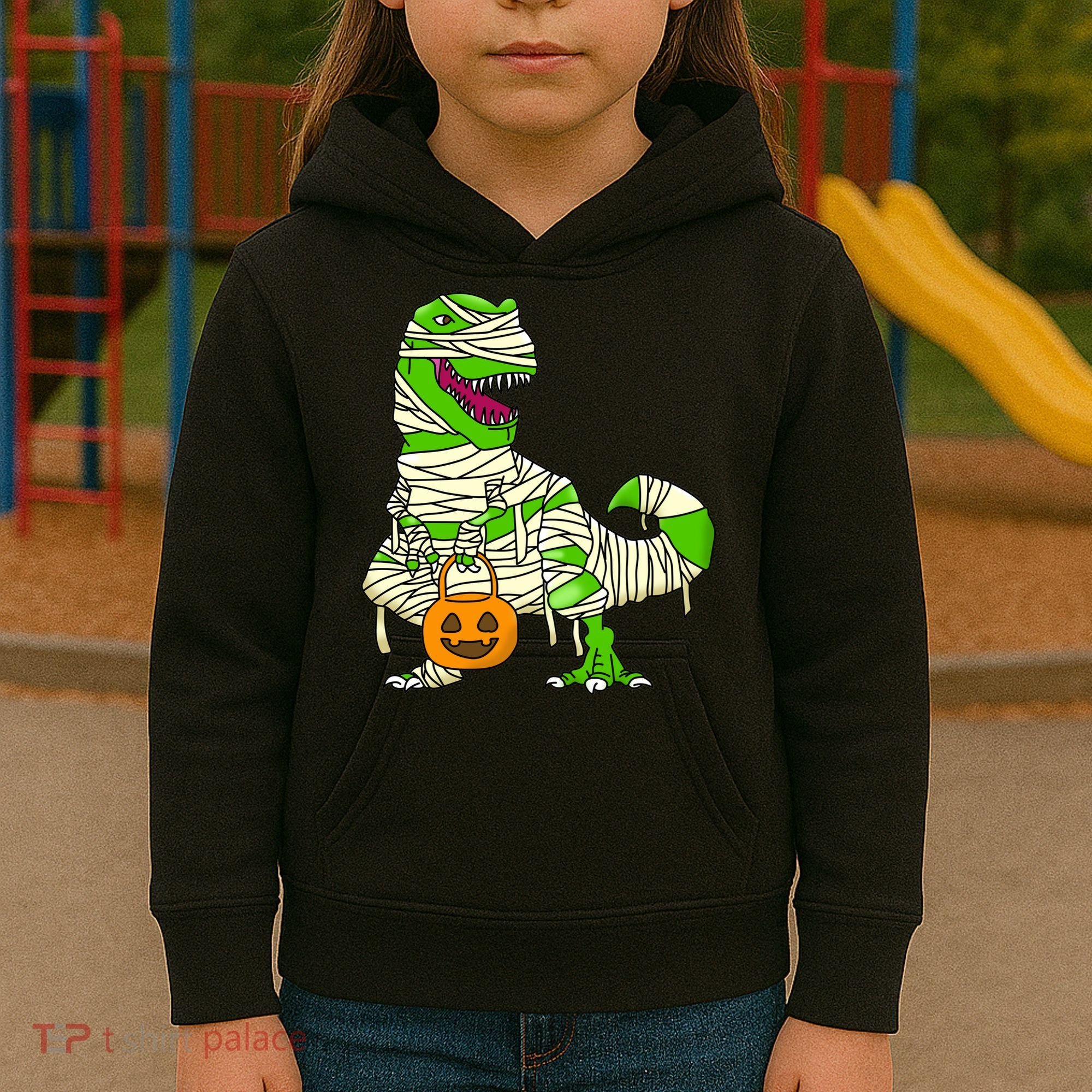 Halloween Pumpkin Dinosaur Kids Hoodie