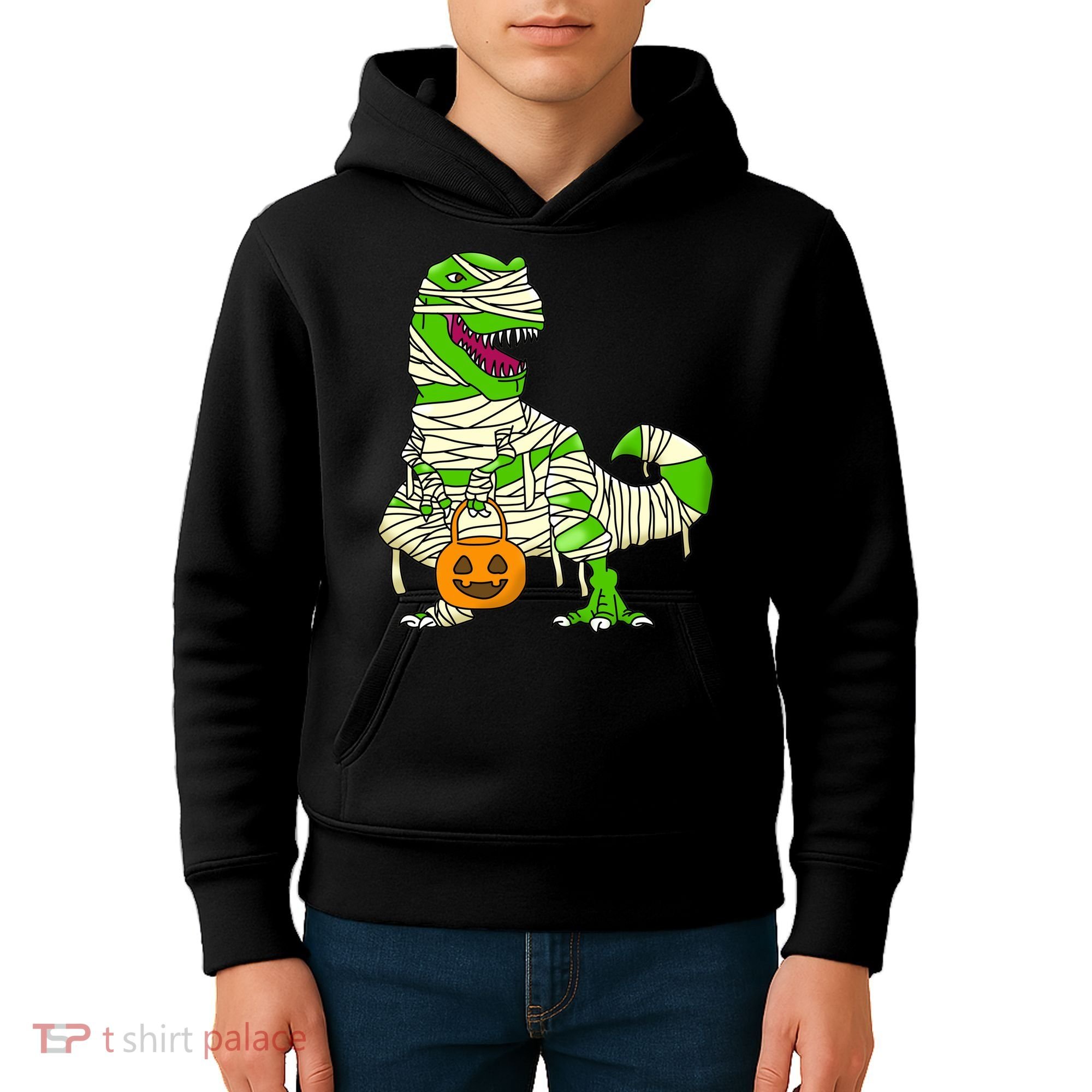 Halloween Pumpkin Dinosaur Kids Hoodie