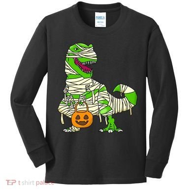 Halloween Pumpkin Dinosaur Kids Long Sleeve Shirt