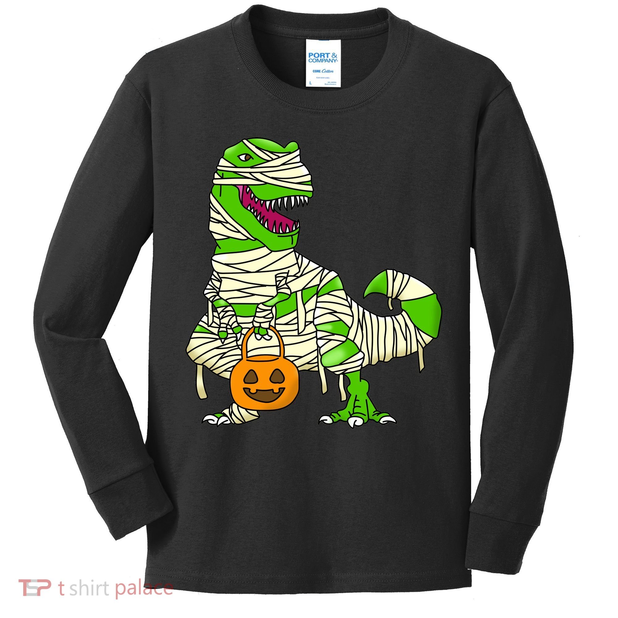 Halloween Pumpkin Dinosaur Kids Long Sleeve Shirt