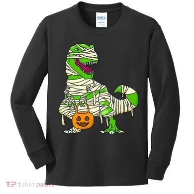 Halloween Pumpkin Dinosaur Kids Long Sleeve Shirt