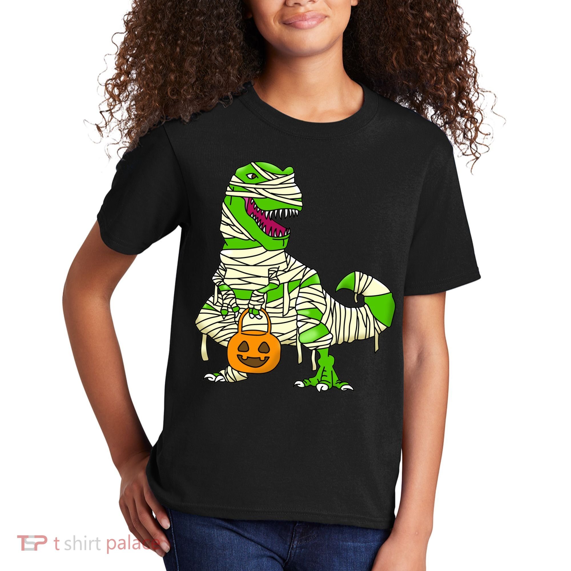 Halloween Pumpkin Dinosaur Kids T-Shirt
