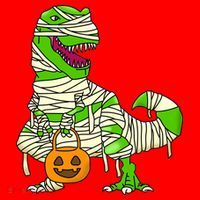Halloween Pumpkin Dinosaur Santa Hat thumb 1