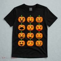 Halloween Pumpkin Emojis Smiley Face T-Shirt thumb 5