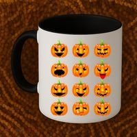 Halloween Pumpkin Emojis Smiley Face Coffee Mug thumb 2