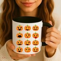 Halloween Pumpkin Emojis Smiley Face Coffee Mug thumb 3
