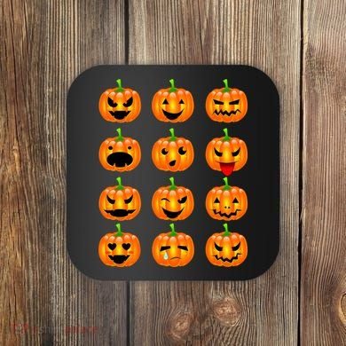 Halloween Pumpkin Emojis Smiley Face Coaster