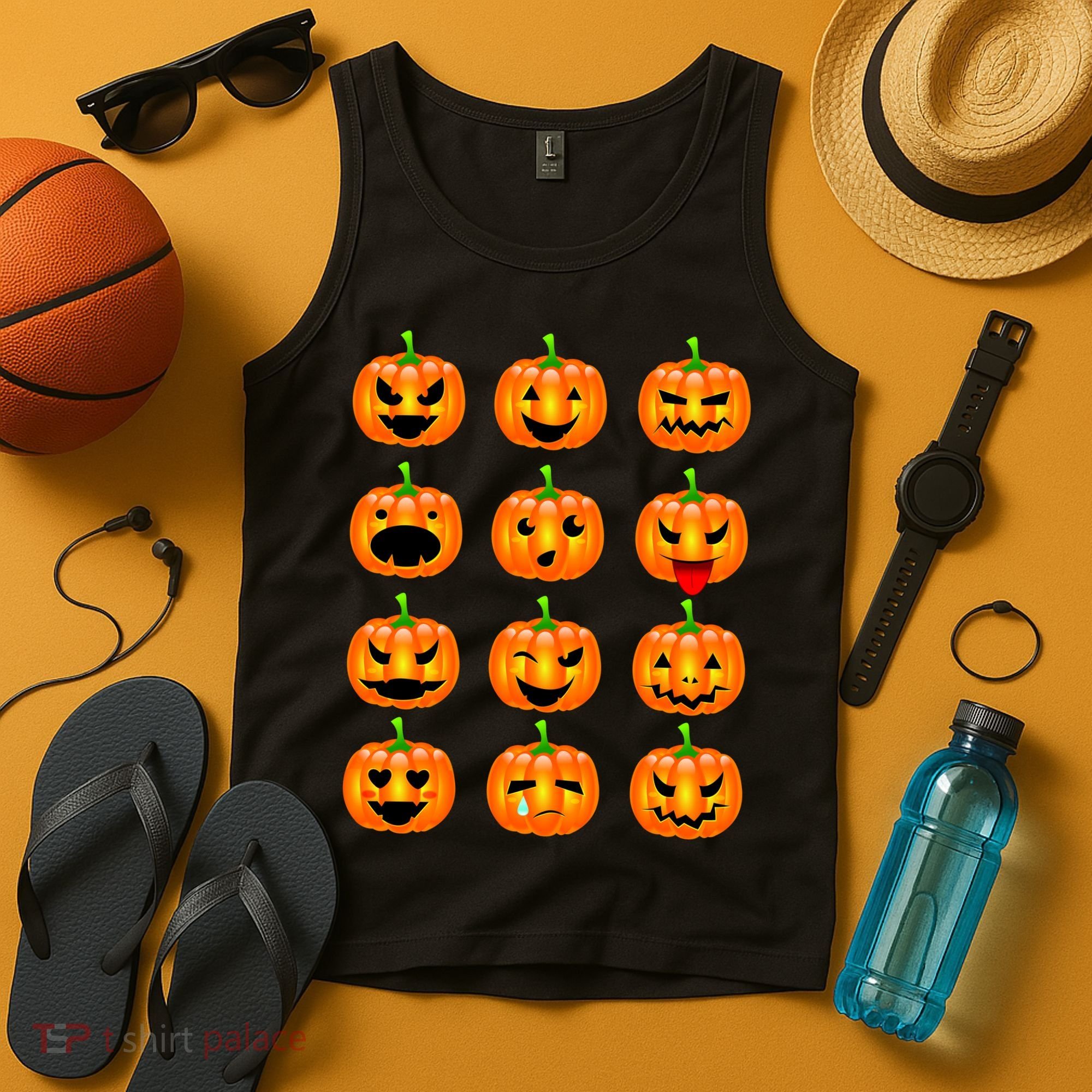 Halloween Pumpkin Emojis Smiley Face Tank Top