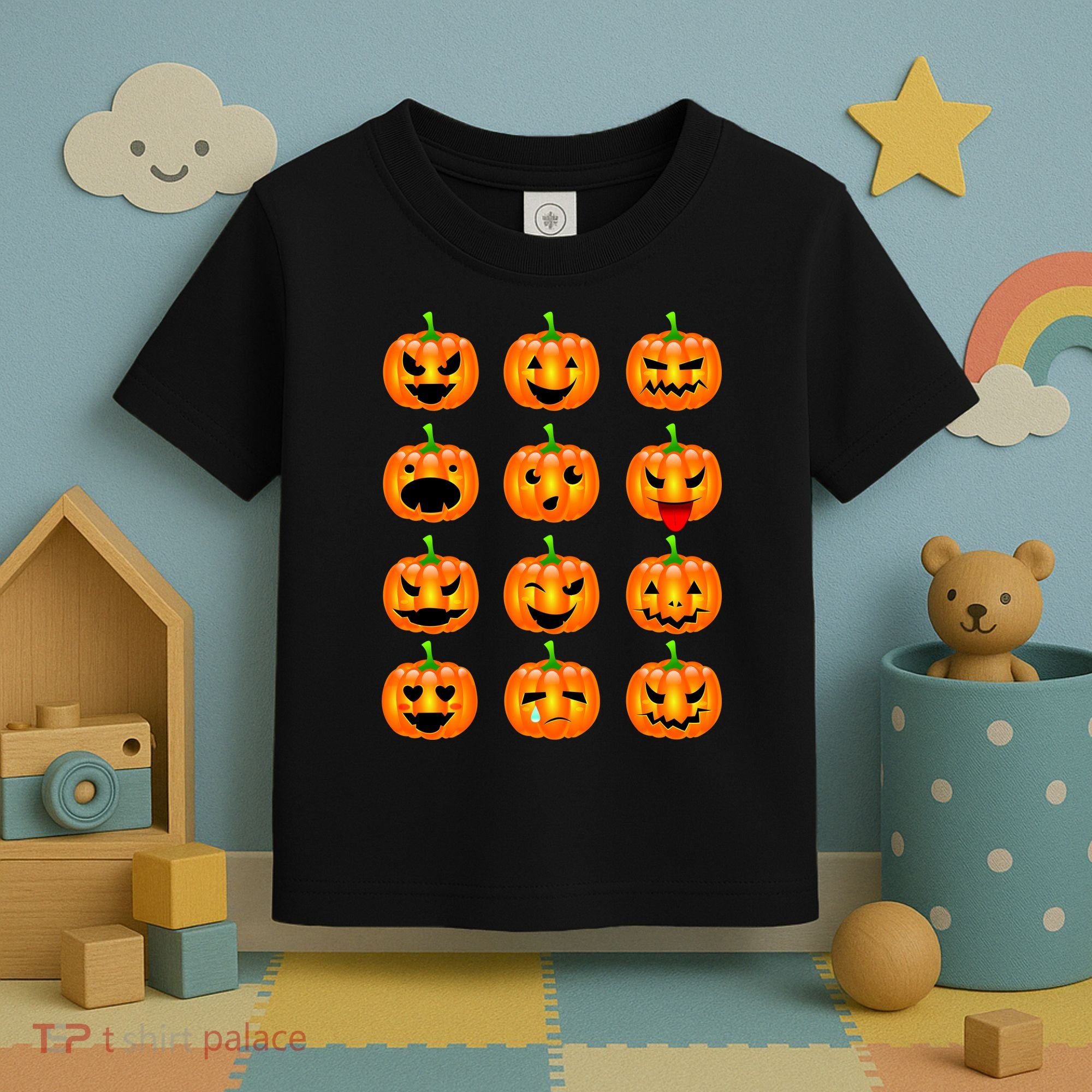 Halloween Pumpkin Emojis Smiley Face Toddler T-Shirt