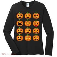 Halloween Pumpkin Emojis Smiley Face Women's Long Sleeve Shirt thumb 0