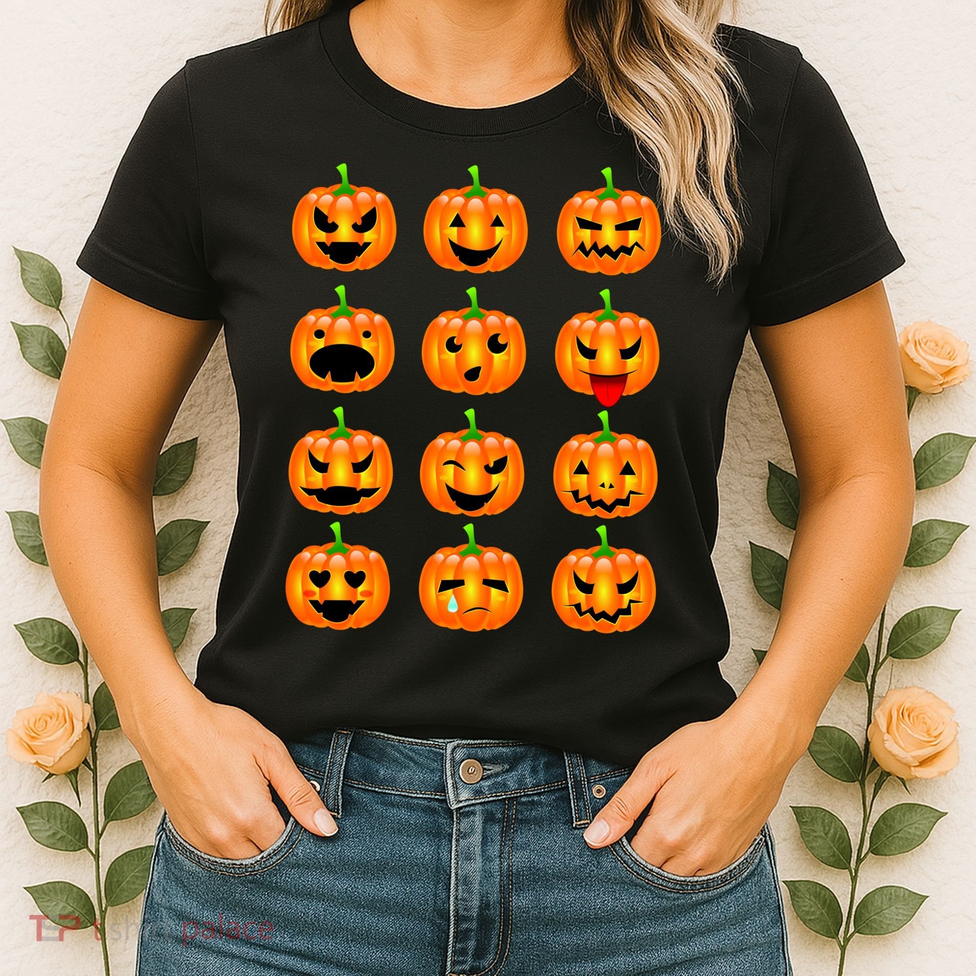 Halloween Pumpkin Emojis Smiley Face Women's T-Shirt
