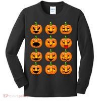 Halloween Pumpkin Emojis Smiley Face Kids Long Sleeve Shirt thumb 0