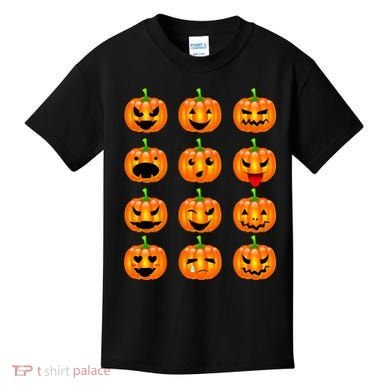 Halloween Pumpkin Emojis Smiley Face Kids T-Shirt