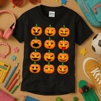 Halloween Pumpkin Emojis Smiley Face Kids T-Shirt thumb 3