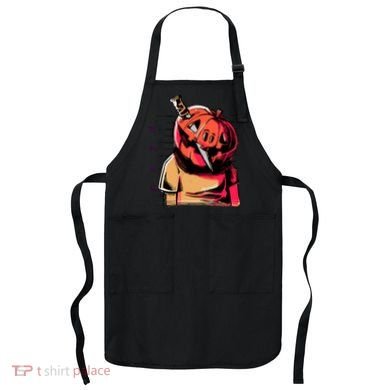 Halloween Pumpkin Head Knife Mug Shot Apron