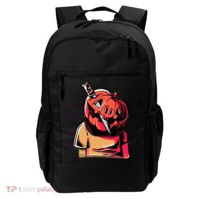 Halloween Pumpkin Head Knife Mug Shot Backpack