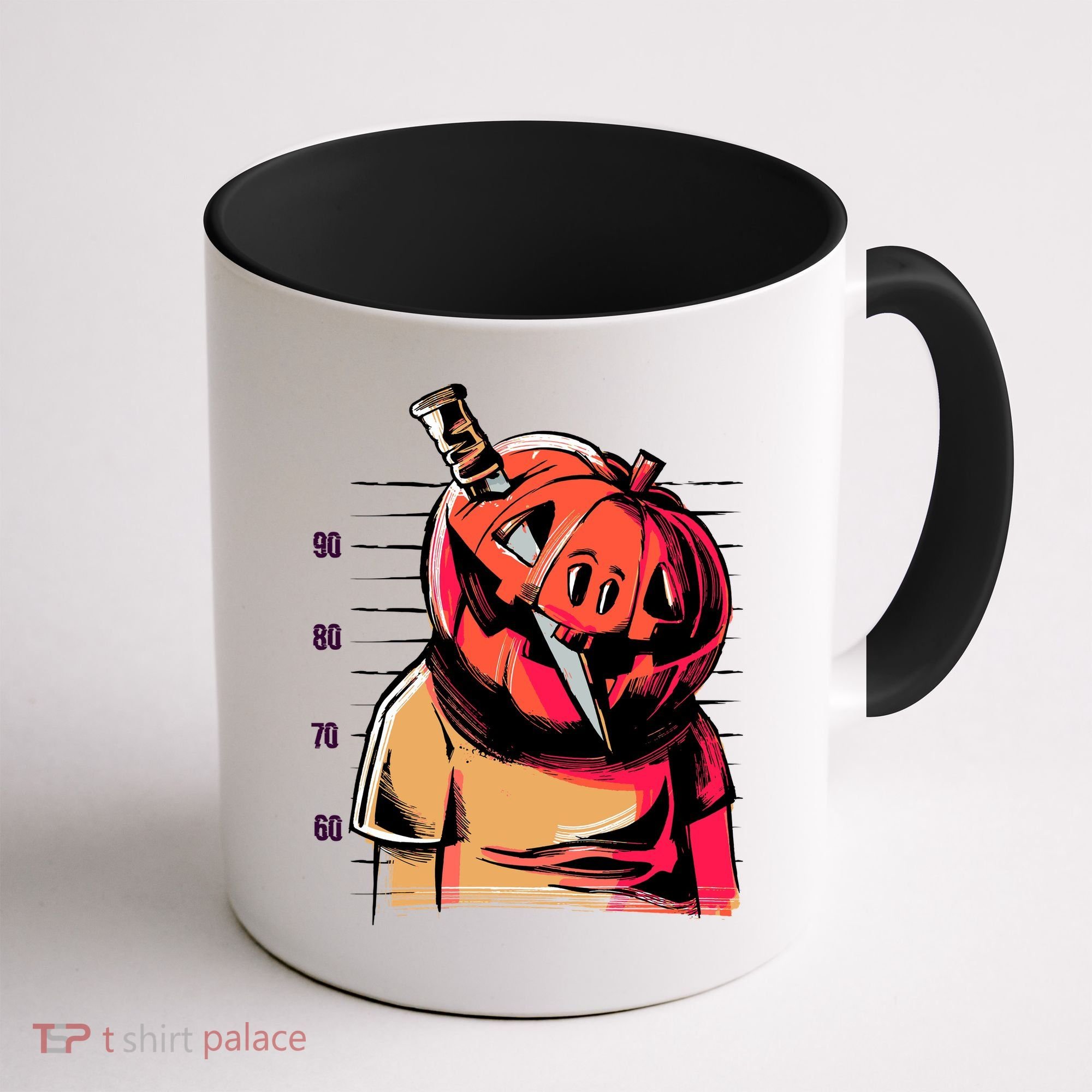 Halloween Pumpkin Head Knife Mug Shot Coffee Mug