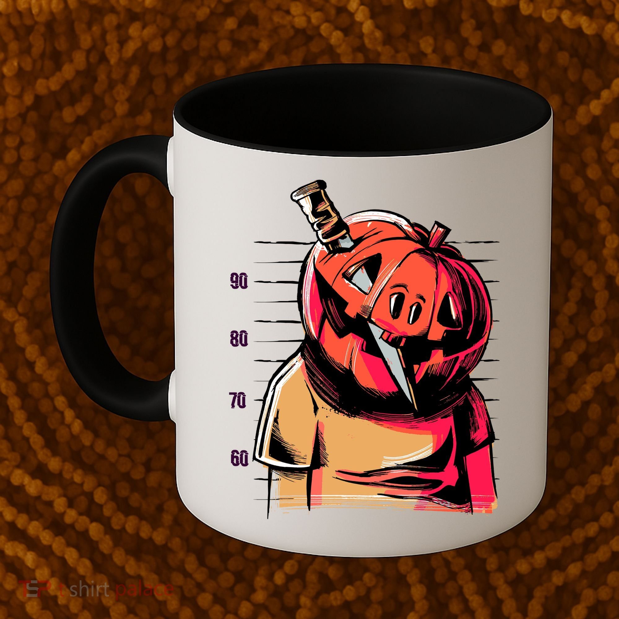 Halloween Pumpkin Head Knife Mug Shot Coffee Mug