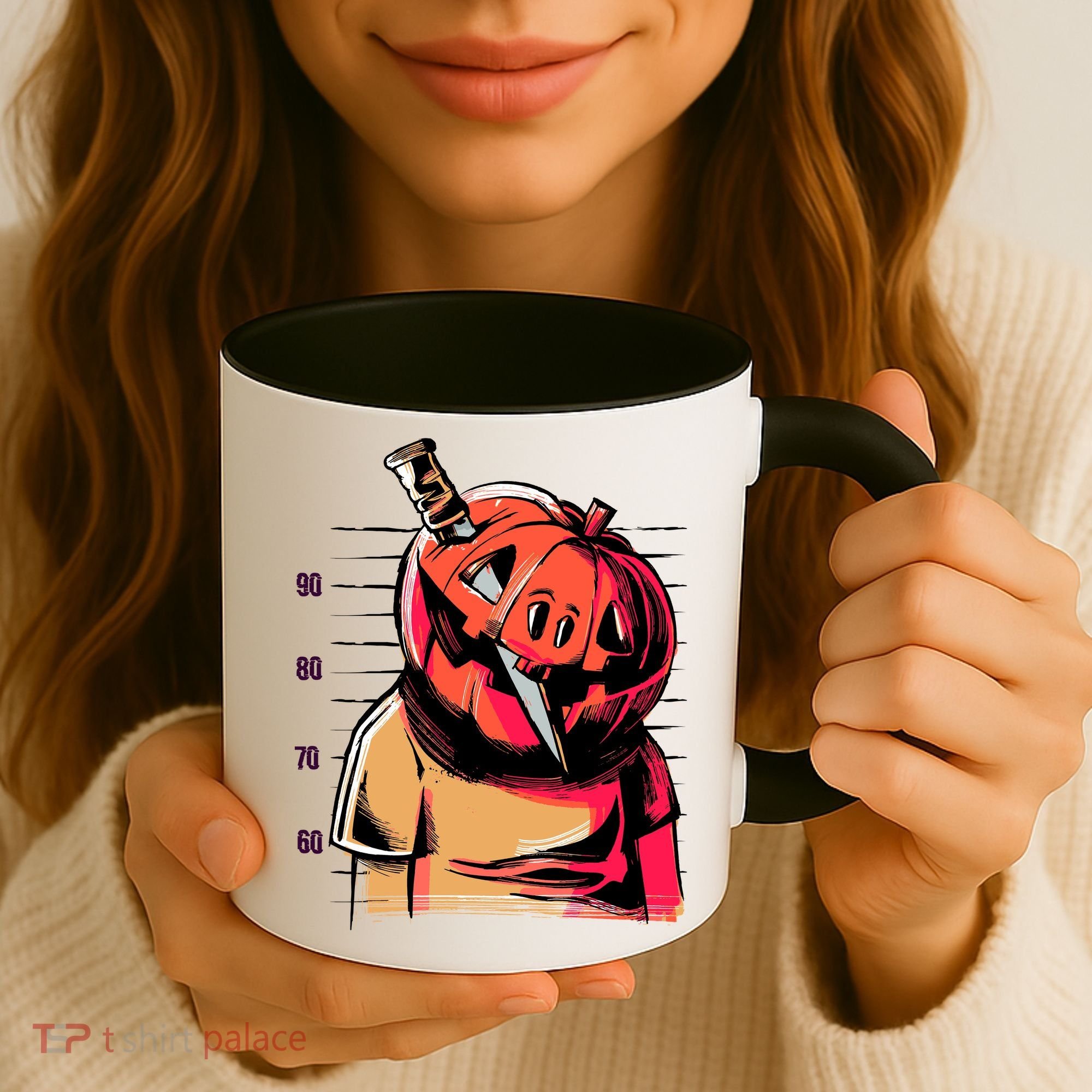 Halloween Pumpkin Head Knife Mug Shot Coffee Mug