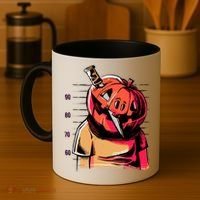 Halloween Pumpkin Head Knife Mug Shot Coffee Mug thumb 4