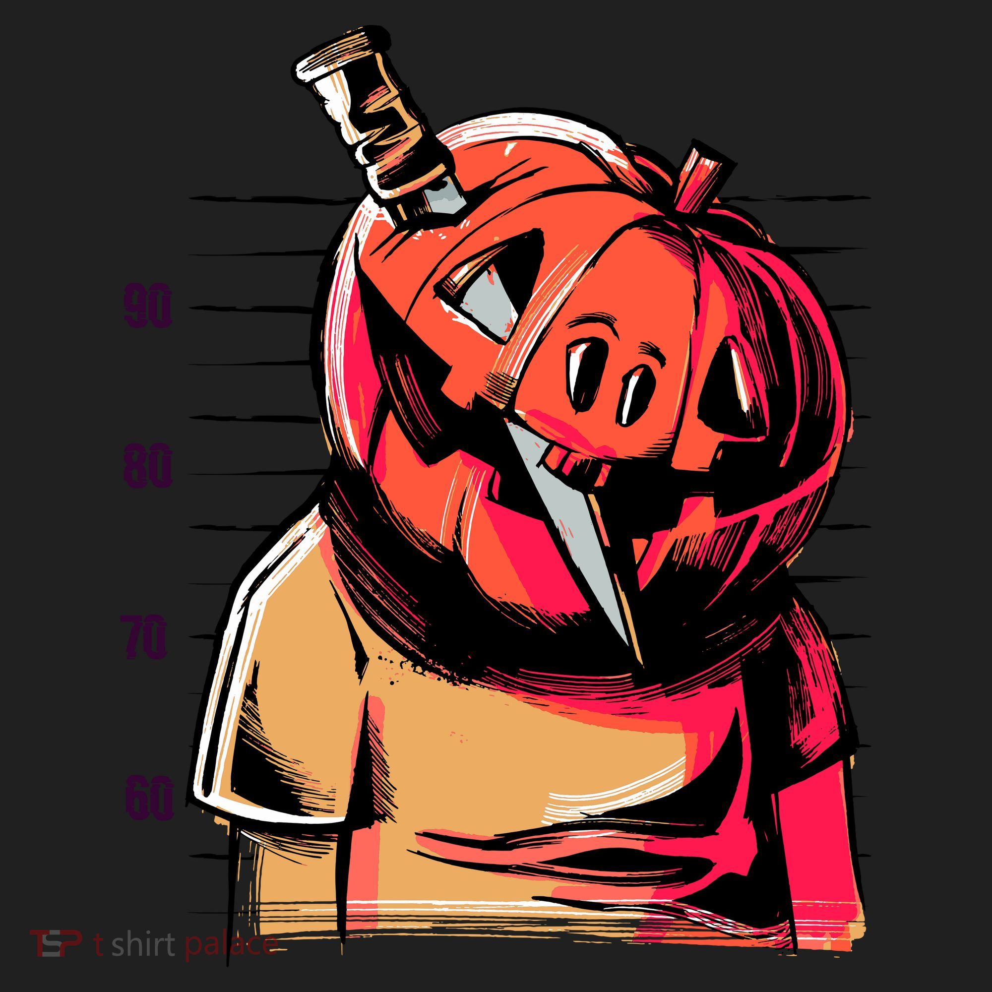 Halloween Pumpkin Head Knife Mug Shot Beanie