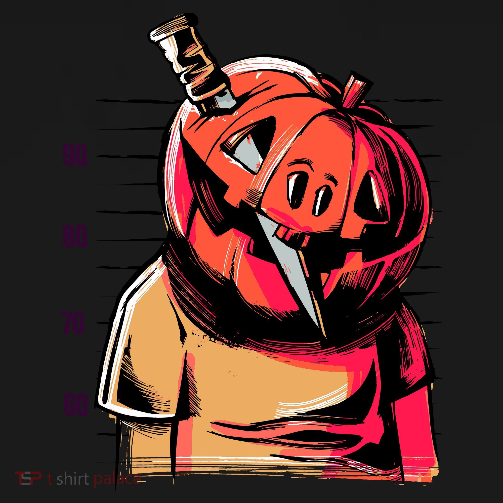 Halloween Pumpkin Head Knife Mug Shot Toddler Hoodie