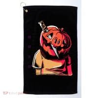 Halloween Pumpkin Head Knife Mug Shot Golf Towel thumb 0
