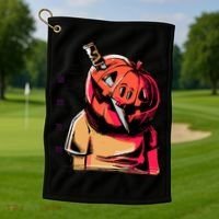Halloween Pumpkin Head Knife Mug Shot Golf Towel thumb 1