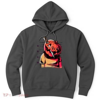 Halloween Pumpkin Head Knife Mug Shot Hoodie