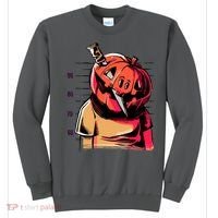 Halloween Pumpkin Head Knife Mug Shot Sweatshirt thumb 0