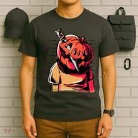 Halloween Pumpkin Head Knife Mug Shot T-Shirt thumb 6