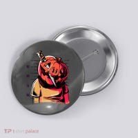 Halloween Pumpkin Head Knife Mug Shot Button thumb 0