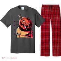 Halloween Pumpkin Head Knife Mug Shot Pajama Set thumb 0