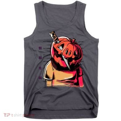 Halloween Pumpkin Head Knife Mug Shot Tank Top