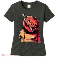 Halloween Pumpkin Head Knife Mug Shot Women's T-Shirt thumb 0