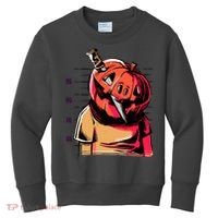 Halloween Pumpkin Head Knife Mug Shot Kids Sweatshirt thumb 0