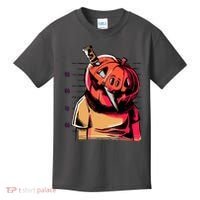 Halloween Pumpkin Head Knife Mug Shot Kids T-Shirt thumb 0