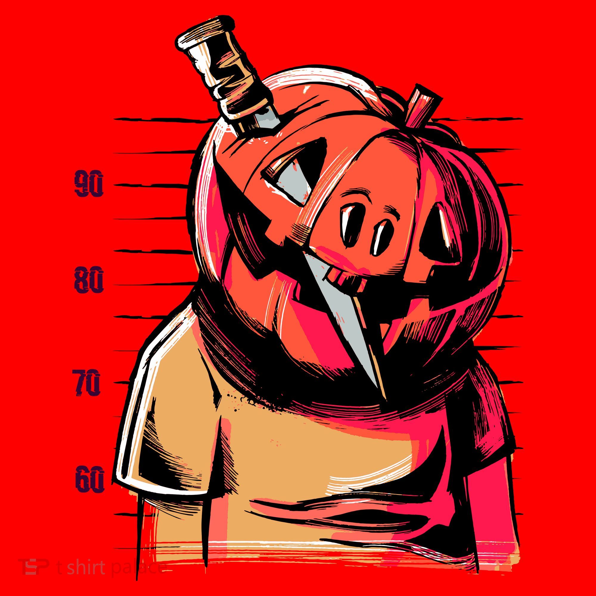 Halloween Pumpkin Head Knife Mug Shot Santa Hat