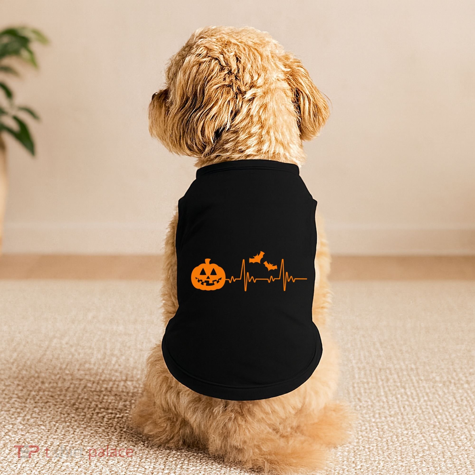 Halloween Pumpkin Heartbeat Pulse Doggie Tank